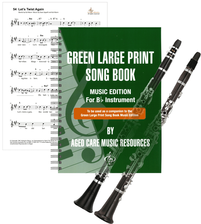 GREEN LARGE PRINT SONG BOOK MUSIC EDITION For Bb INSTRUMENT